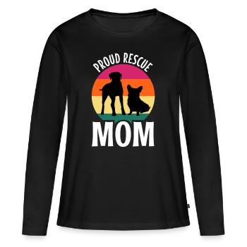 Proud rescue mom - Frauen Premium Bio Langarmshirt - Schwarz - Vorne - Julia (174cm)