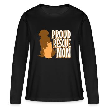 Proud rescue mom - Frauen Premium Bio Langarmshirt - Schwarz - Vorne - Julia (174cm)