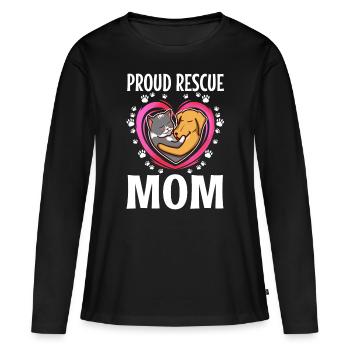 Proud rescue mom - Frauen Premium Bio Langarmshirt - Schwarz - Vorne - Julia (174cm)