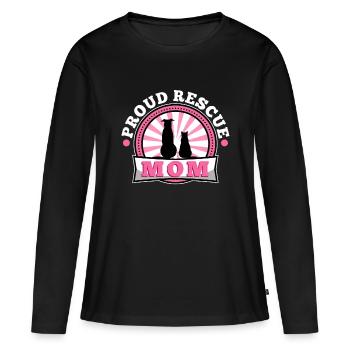 Proud rescue mom - Frauen Premium Bio Langarmshirt - Schwarz - Vorne - Julia (174cm)