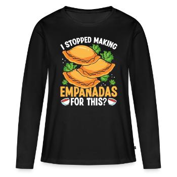 Empanada Lover j'ai arrêté de faire pour ce latin - T-shirt manches longues Premium bio Femme - noir - Devant - Julia (174cm)