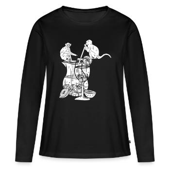 Singes orangs-outans avec sangria - Funny Monkey - T-shirt manches longues Premium bio Femme - noir - Devant - Julia (174cm)