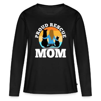 Proud rescue mom - Frauen Premium Bio Langarmshirt - Schwarz - Vorne - Julia (174cm)