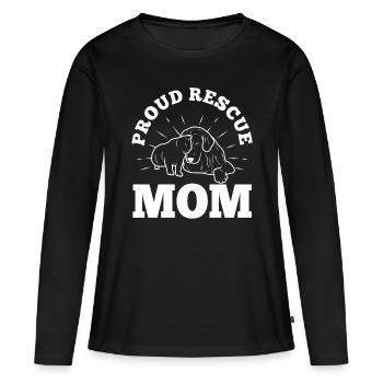 Proud rescue mom - Frauen Premium Bio Langarmshirt - Schwarz - Vorne - Julia (174cm)