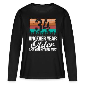 34 Year Old Funny Cat Lover Humor Kitten Me Idea - Frauen Premium Bio Langarmshirt - Schwarz - Vorne - Julia (174cm)