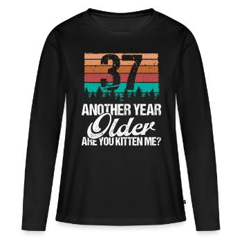 37 ans drôle d'amant de chat humour chaton moi idée - T-shirt manches longues Premium bio Femme - noir - Devant - Julia (174cm)