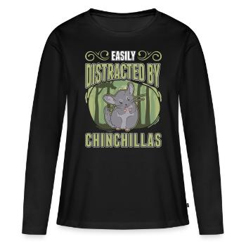 Easily distracted by Chinchillas - Women's Premium Organic Long Sleeve Shirt - black - Front - Julia (174cm)