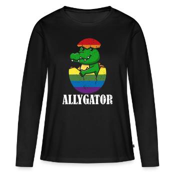 Allygator Alligator hétéro-allié - T-shirt manches longues Premium bio Femme - noir - Devant - Julia (174cm)
