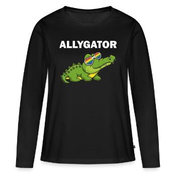 Allygator Hetero-verbündeter Alligator - Frauen Premium Bio Langarmshirt - Schwarz - Vorne - Julia (174cm)