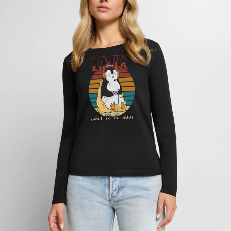 Linux Gamer Root Party Cool Penguin Nerd Programs Women's Premium Organic Long Sleeve Shirt