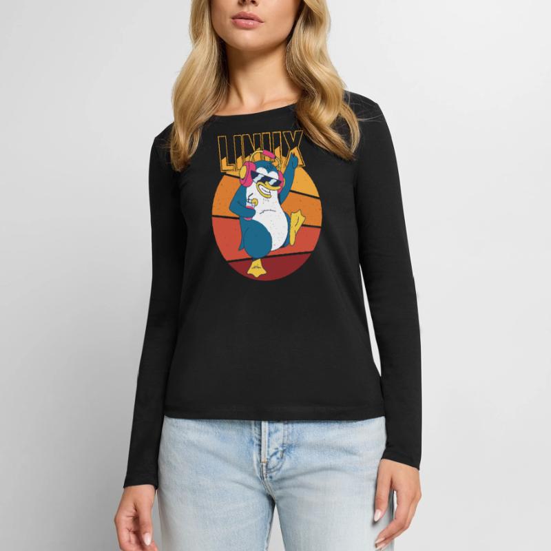 Party Linux Root Cool Penguin Nerd Game Programmer Frauen Premium Bio Langarmshirt