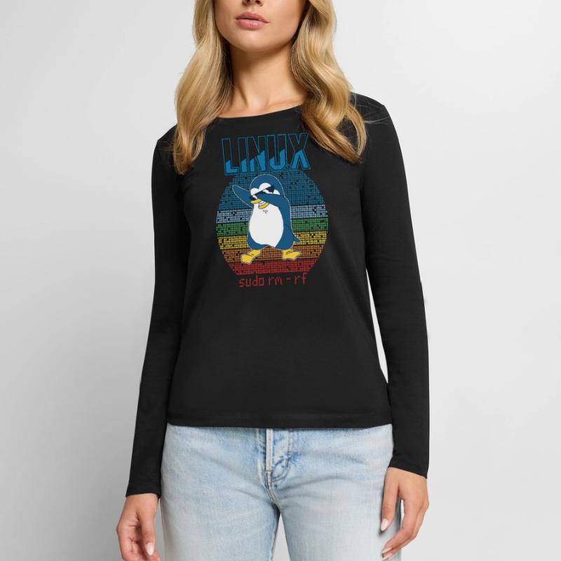 Linux Sudo Root Geek Admin Penguin Nerd Programmer Frauen Premium Bio Langarmshirt