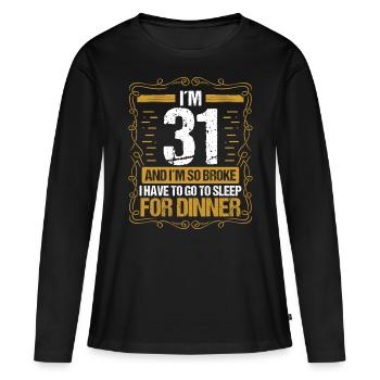 31 Idée drôle Allez dormir pour le dîner Humour de l’année - T-shirt manches longues Premium bio Femme - noir - Devant - Julia (174cm)
