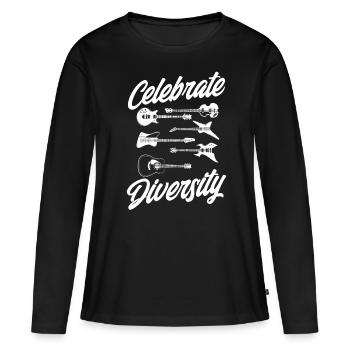 Célébrez la diversité - T-shirt manches longues Premium bio Femme - noir - Devant - Julia (174cm)