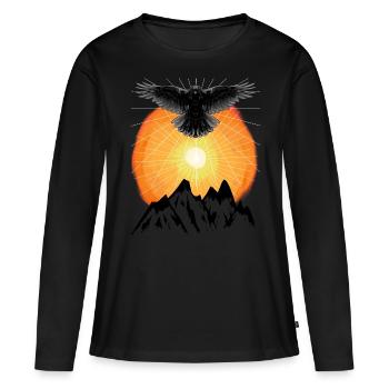 Rayons de soleil Raven Mountains Au-delà de la nature Soleil - T-shirt manches longues Premium bio Femme - noir - Devant - Julia (174cm)