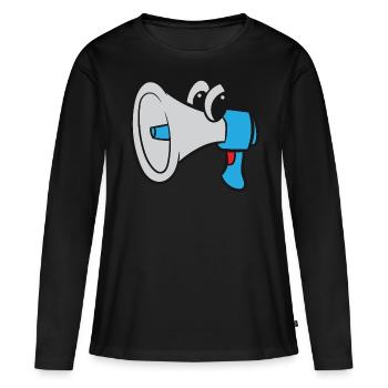 Mégaphone / Mégaphone - Bleu avec les yeux - T-shirt manches longues Premium bio Femme - noir - Devant - Julia (174cm)