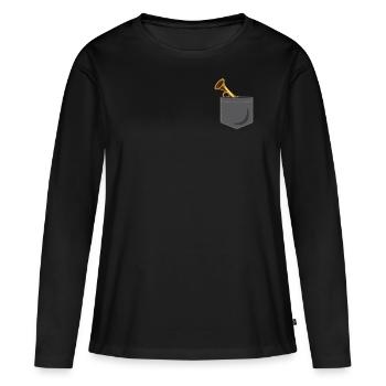 Poche trompettiste - T-shirt manches longues Premium bio Femme - noir - Devant - Julia (174cm)