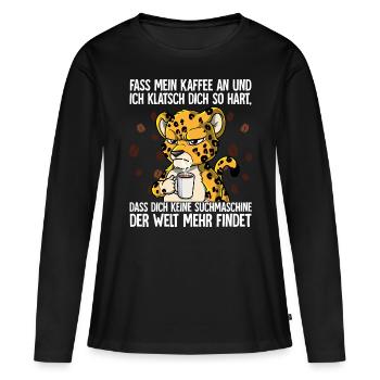 Fass mein Kaffee an und ich klatsch dich Kaffee - Frauen Premium Bio Langarmshirt - Schwarz - Vorne - Julia (174cm)