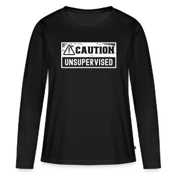 Attention sans surveillance sans surveillance Sarcastique non supervisé - T-shirt manches longues Premium bio Femme - noir - Devant - Julia (174cm)