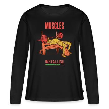 Muscles de développé couché, la tension de poids de l’entraînement thoracique - T-shirt manches longues Premium bio Femme - noir - Devant - Julia (174cm)