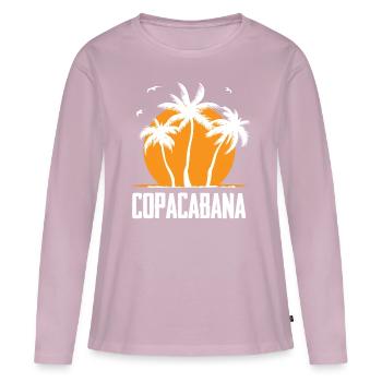 Copacabana Rio Palm Trees Summer Beach Sun Waves U - Frauen Premium Bio Langarmshirt - Altrosa - Vorne - Julia (174cm)