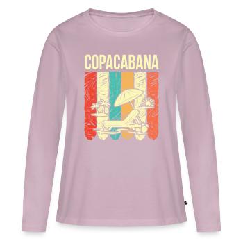 Copacabana Urlaub Rio Palmen Sommer Strand Sonne B - Frauen Premium Bio Langarmshirt - Altrosa - Vorne - Julia (174cm)