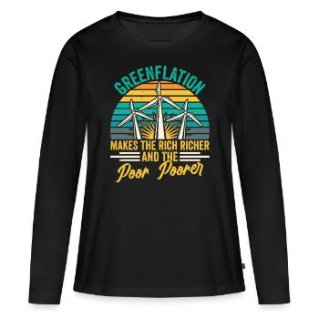La greenflation rend riches et pauvres plus pauvres - T-shirt manches longues Premium bio Femme - noir - Devant - Julia (174cm)