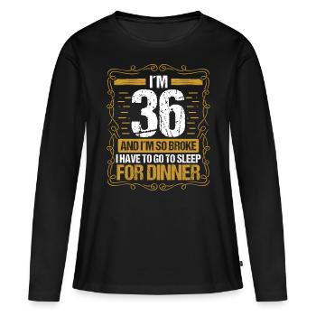 36 Idée drôle Aller dormir pour le dîner Année Humour - T-shirt manches longues Premium bio Femme - noir - Devant - Julia (174cm)