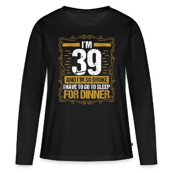 39 Idée drôle Allez dormir pour le dîner Humour de l’année - T-shirt manches longues Premium bio Femme - noir - Devant - Julia (174cm)