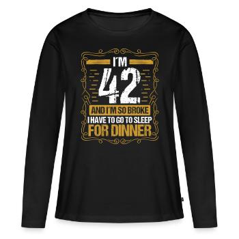 42 Idée drôle Allez dormir pour le dîner de l’année Humour - T-shirt manches longues Premium bio Femme - noir - Devant - Julia (174cm)