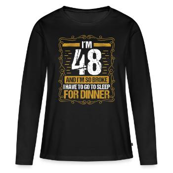 48 Idée drôle Allez dormir pour le dîner de l’année Humour - T-shirt manches longues Premium bio Femme - noir - Devant - Julia (174cm)