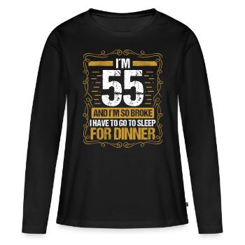 55 Idée drôle Allez dormir pour le dîner Humour de l’année - T-shirt manches longues Premium bio Femme - noir - Devant - Julia (174cm)