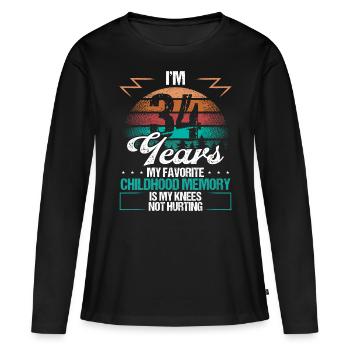 34 Year Old Knee Injury Humor Funny Birthday Idea - Frauen Premium Bio Langarmshirt - Schwarz - Vorne - Julia (174cm)