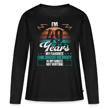 49 Year Old Knee Injury Humor Funny Birthday Idea - Frauen Premium Bio Langarmshirt - Schwarz - Vorne - Julia (174cm)