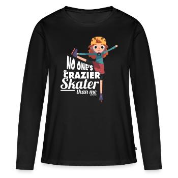 Personne n’est plus fou que moi - T-shirt manches longues Premium bio Femme - noir - Devant - Julia (174cm)