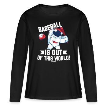 Chauve-souris de baseball espace comète planète - T-shirt manches longues Premium bio Femme - noir - Devant - Julia (174cm)