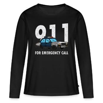 Police Officer For Emergency Call Police Uniform - Women's Premium Organic Long Sleeve Shirt - black - Front - Julia (174cm)