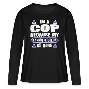 Policier dans une couleur préférée de flic est la police bleue - T-shirt manches longues Premium bio Femme - noir - Devant - Julia (174cm)