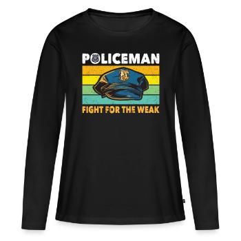 Un policier se bat pour la police faible - T-shirt manches longues Premium bio Femme - noir - Devant - Julia (174cm)