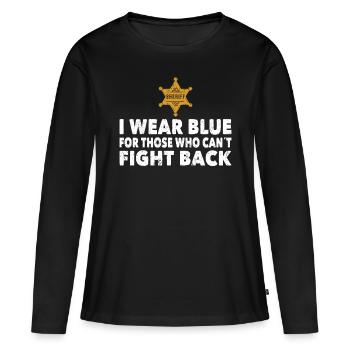 Policier que je porte bleu pour ceux qui ne peuvent pas combattre la police - T-shirt manches longues Premium bio Femme - noir - Devant - Julia (174cm)