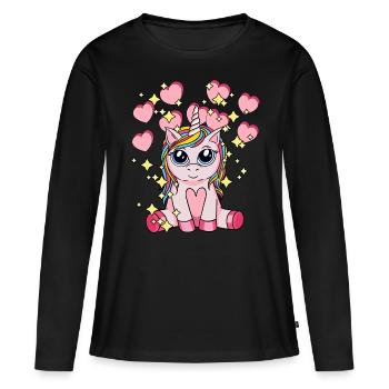 Licorne Hearty Mythical Animal Enfants Stardust - T-shirt manches longues Premium bio Femme - noir - Devant - Julia (174cm)