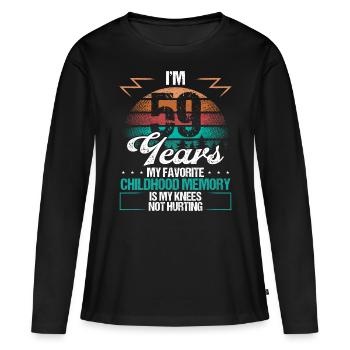 59 Year Old Knee Injury Humor Funny Birthday Idea - Frauen Premium Bio Langarmshirt - Schwarz - Vorne - Julia (174cm)