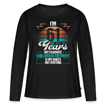 61 Year Old Knee Injury Humor Funny Birthday Idea - Frauen Premium Bio Langarmshirt - Schwarz - Vorne - Julia (174cm)