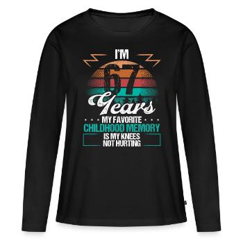 67 Year Old Knee Injury Humor Funny Birthday Idea - Frauen Premium Bio Langarmshirt - Schwarz - Vorne - Julia (174cm)