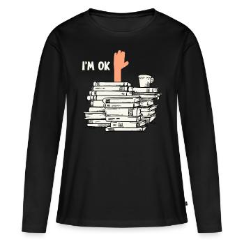 Lire des livres - T-shirt manches longues Premium bio Femme - noir - Devant - Julia (174cm)