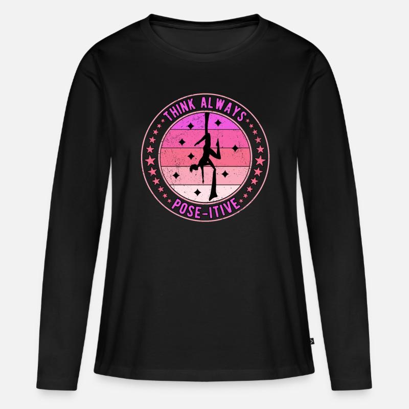 Vertikaltuchakrobatik Aerial Pose-itive - Frauen Premium Bio Langarmshirt - Schwarz