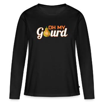 Logo Oh My Gourd pour Happy Thanksgiving - T-shirt manches longues Premium bio Femme - noir - Devant - Julia (174cm)