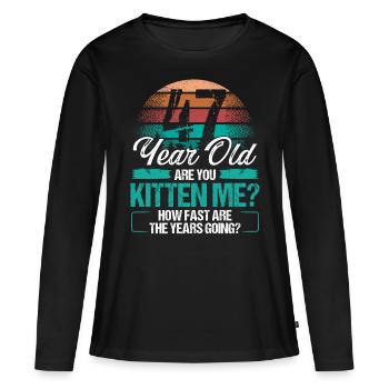 47 Year Old Funny Cat Owner Birthday Idea Kitten - Frauen Premium Bio Langarmshirt - Schwarz - Vorne - Julia (174cm)