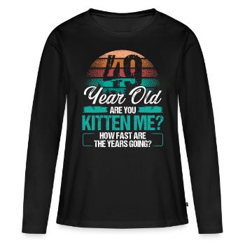49 Year Old Funny Cat Owner Birthday Idea Kitten - Frauen Premium Bio Langarmshirt - Schwarz - Vorne - Julia (174cm)