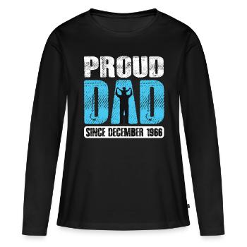Fier papa depuis décembre 1966 - T-shirt manches longues Premium bio Femme - noir - Devant - Julia (174cm)
